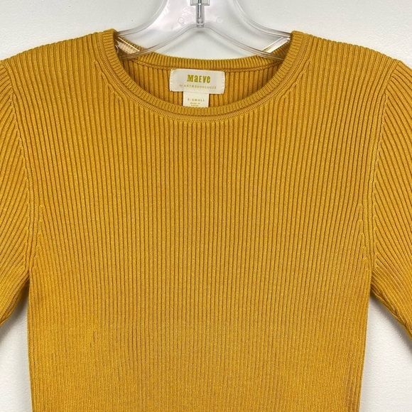 Anthropologie MAEVE Josefa Ribbed Short Sleeve Tee in Mustard Yellow - Picture 10 of 12